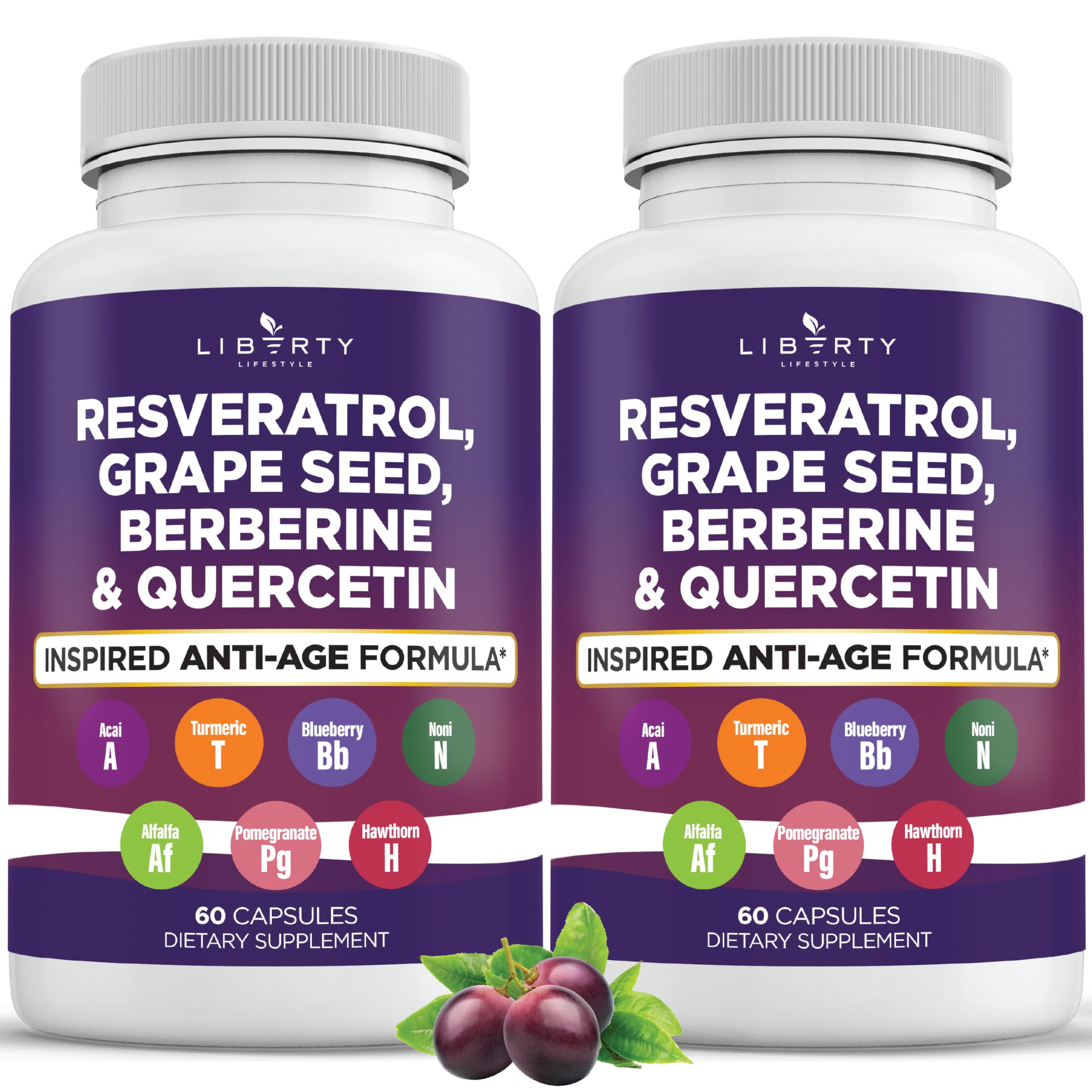 Liberty Lifestyle Advanced Resveratrol with Berberine Supplement front view