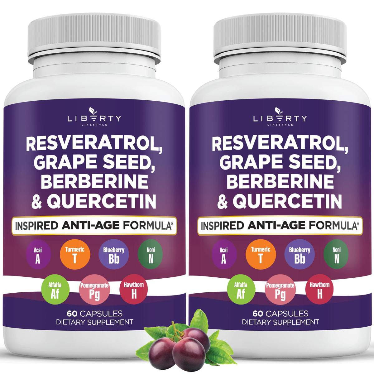 Liberty Lifestyle Advanced Resveratrol with Berberine Supplement front view