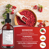 Liberty Lifestyle Berberine with Ceylon Cinnamon Drops bottle side view
