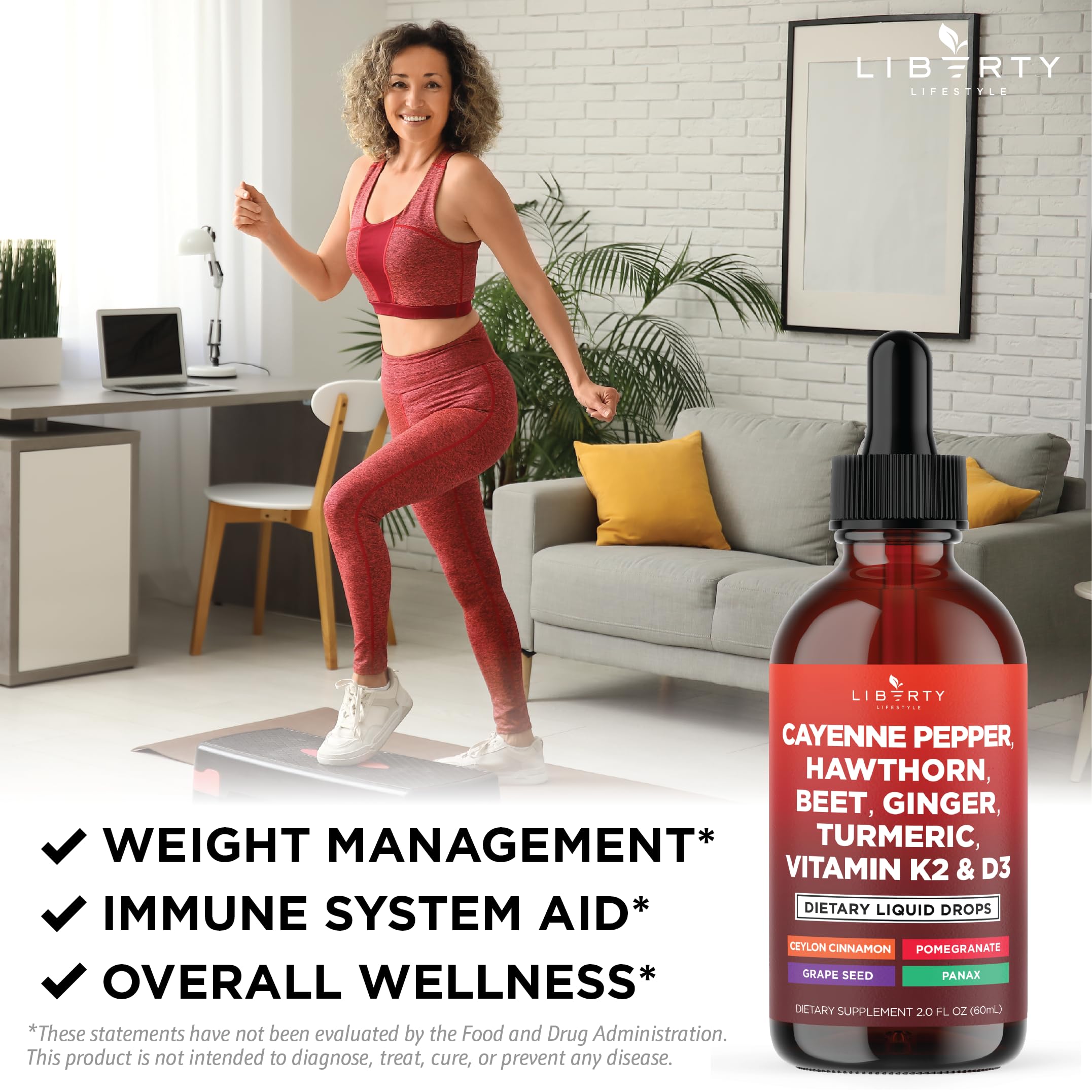 Liberty Lifestyle Hawthorn Berry Extract with Turmeric Curcumin Supplement packaging