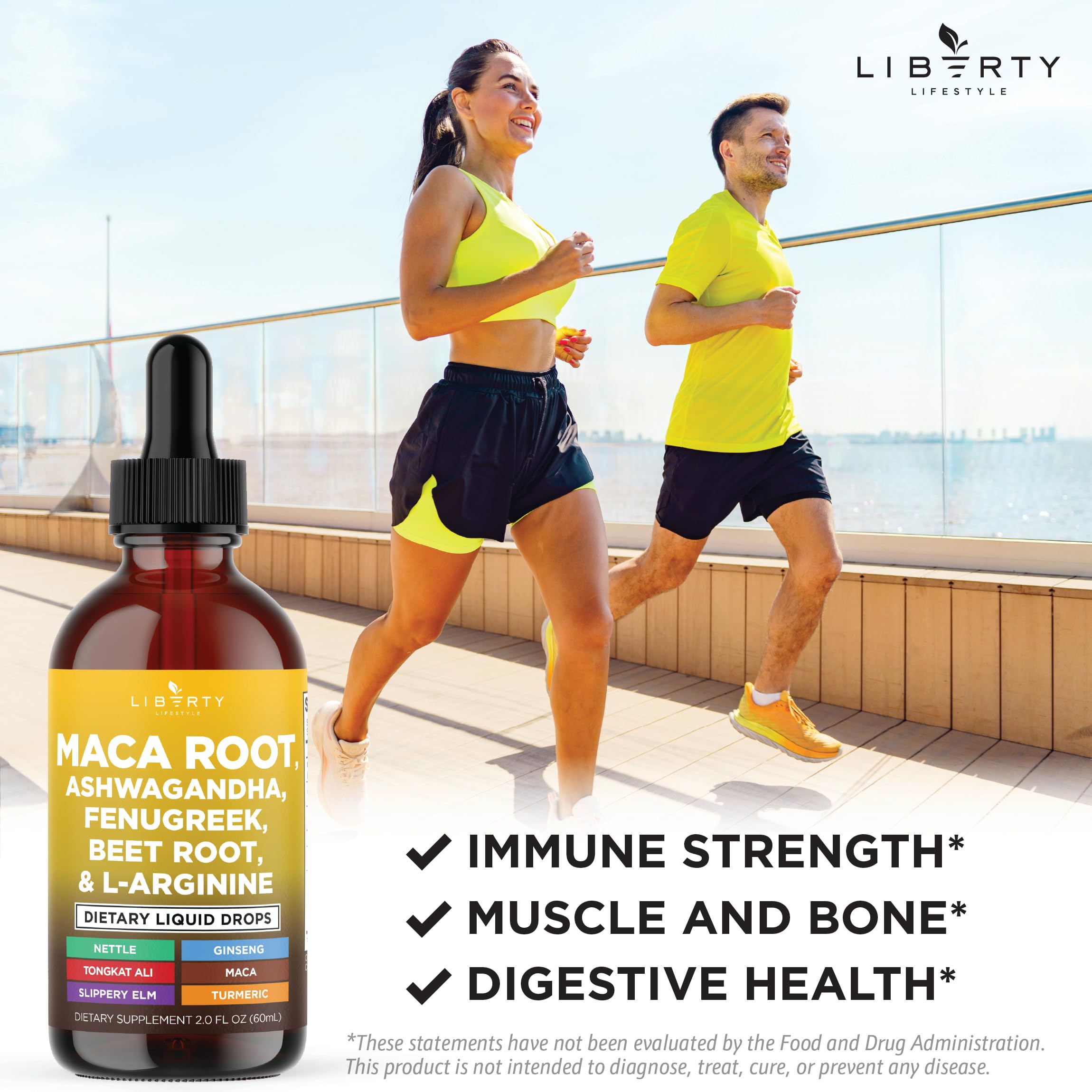 Liberty Lifestyle Maca Root Liquid Drops ingredients list on packaging