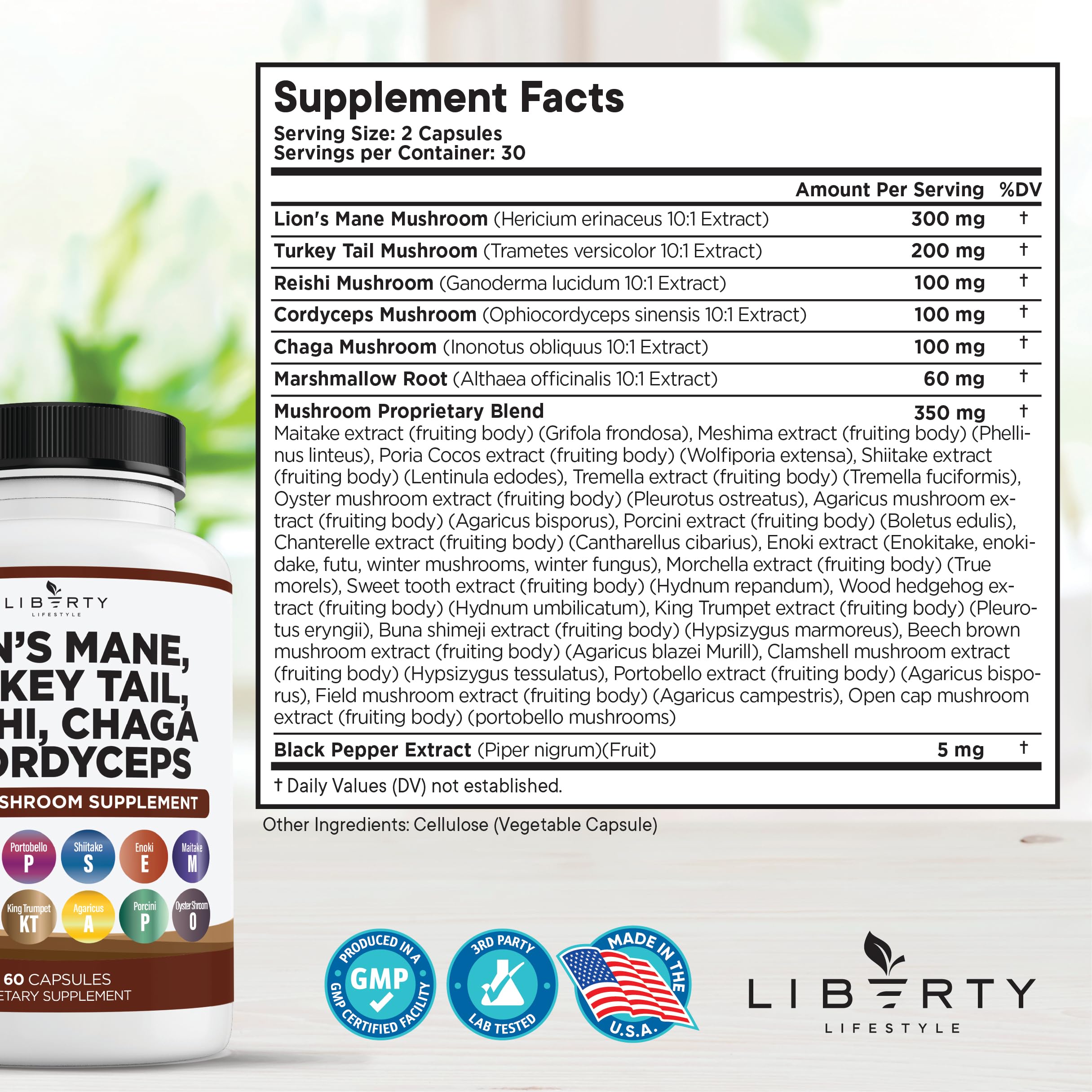 Liberty Lifestyle Marshmallow Root Supplement bottle side view