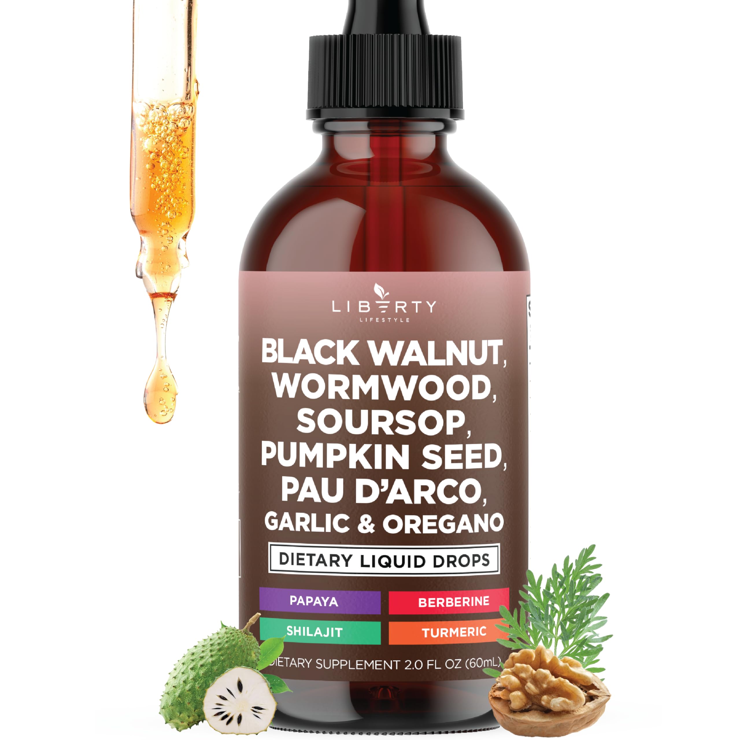 Liberty Lifestyle Neem Supplement front view with black walnut and garlic