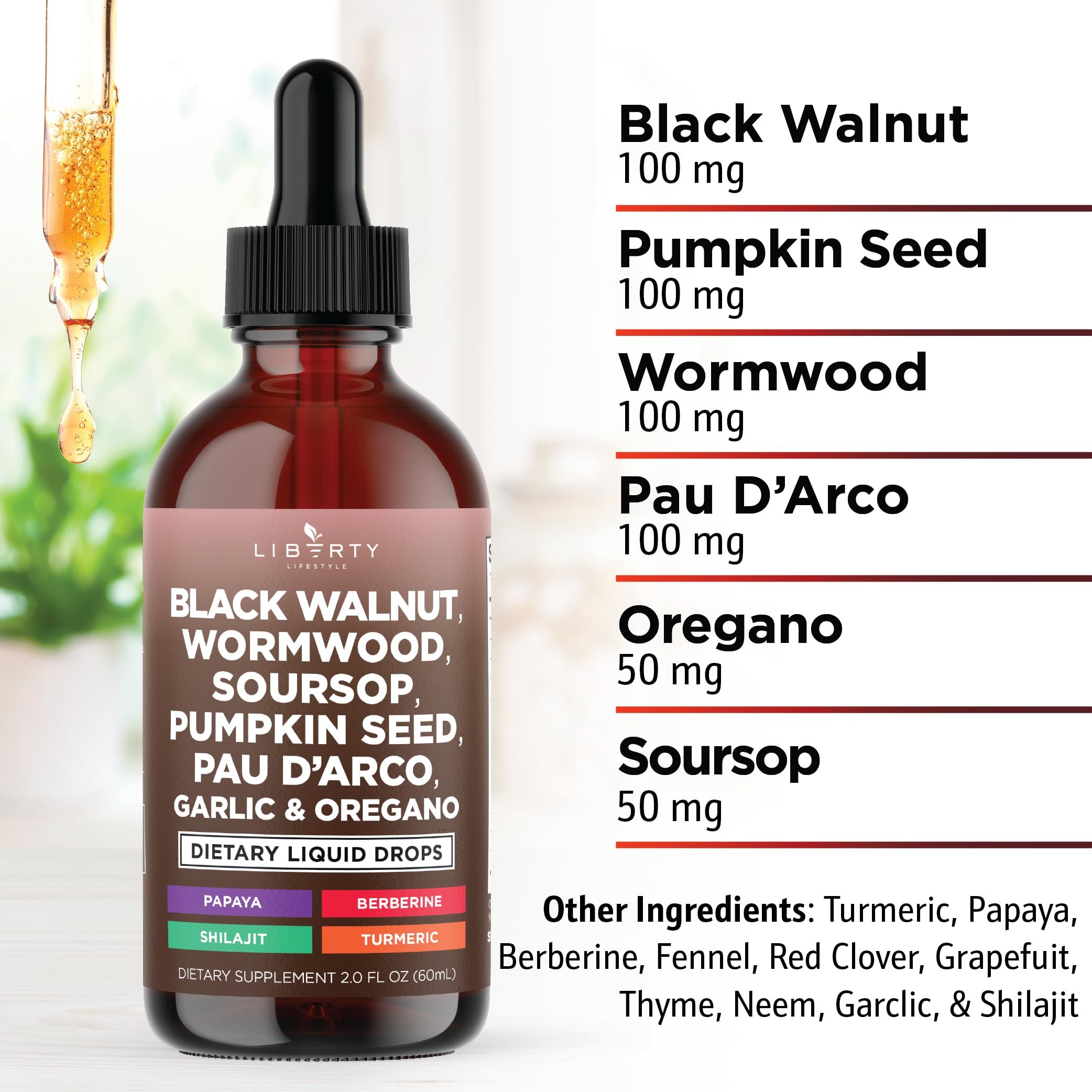 Liberty Lifestyle Neem Supplement packaging back view with ingredient list