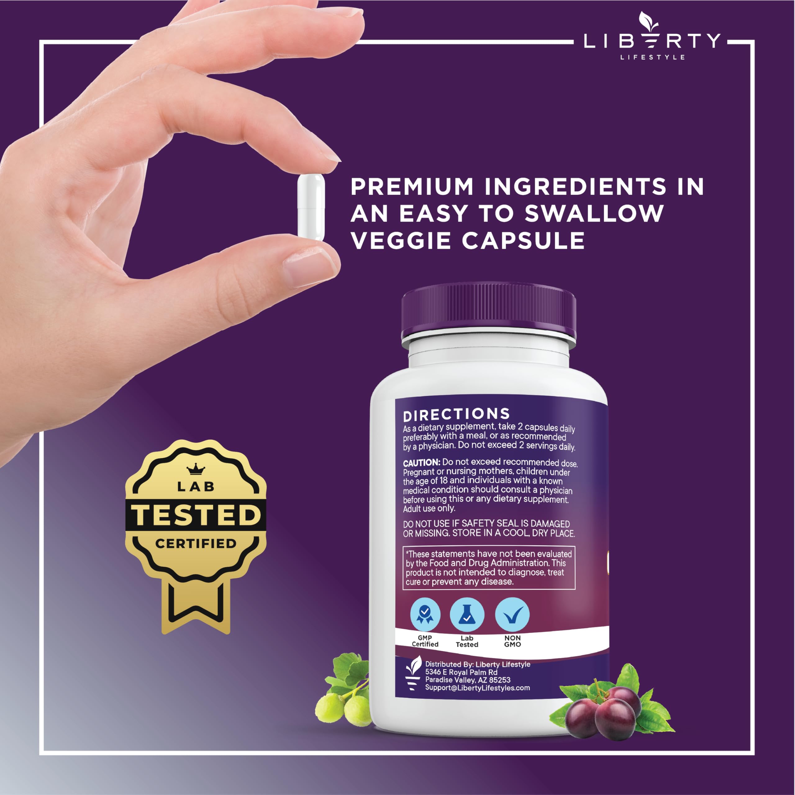 Liberty Lifestyle Resveratrol with Berberine 500mg capsules packaging