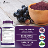 Liberty Lifestyle Resveratrol with Berberine 500mg capsules side view
