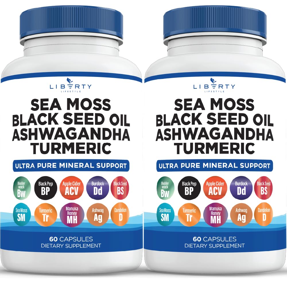 Liberty Lifestyle Sea Moss & Black Seed Oil Capsules front view