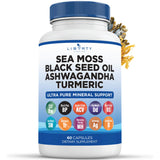 Liberty Lifestyle Sea Moss & Black Seed Oil Capsules front view
