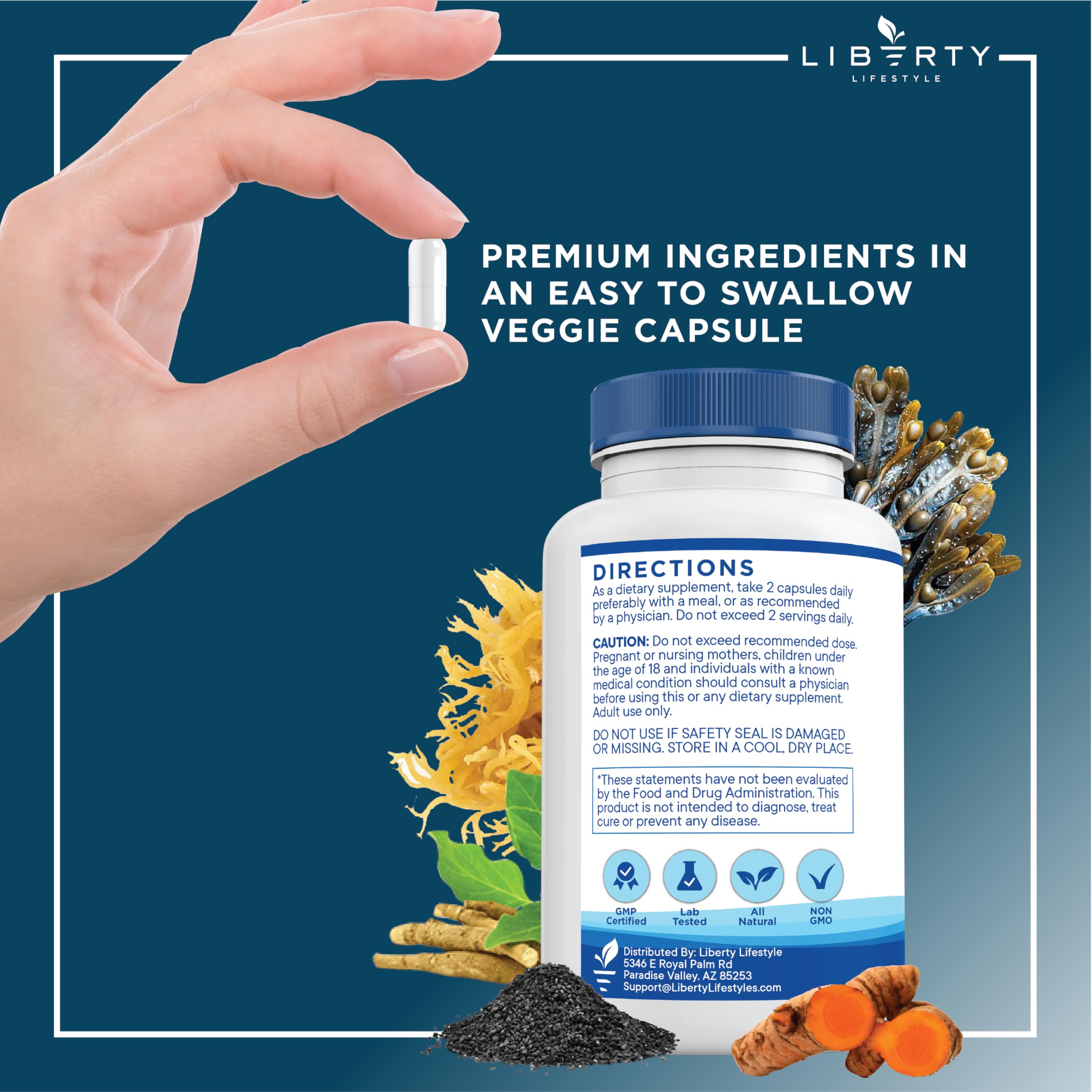 Liberty Lifestyle Sea Moss & Black Seed Oil Capsules ingredients list