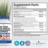 Liberty Lifestyle Sea Moss Capsules back view showing ingredients