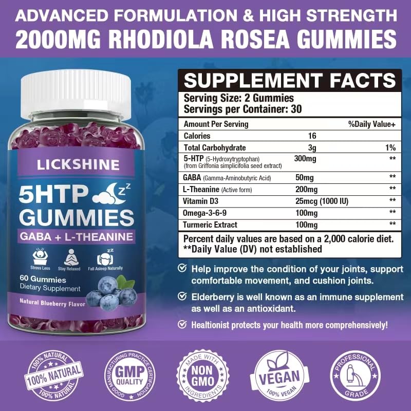 Lickshine 5-HTP Gummies 300mg close-up of gummies