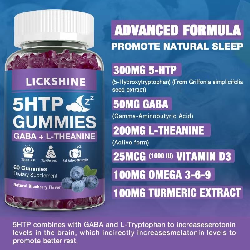Lickshine 5-HTP Gummies 300mg side view showing gummies