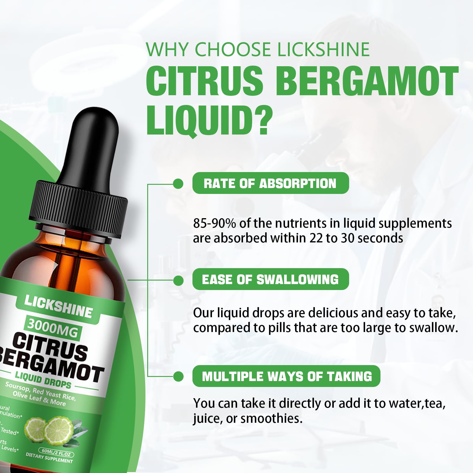 Lickshine Citrus Bergamot Liquid Drops 3000MG packaging side view