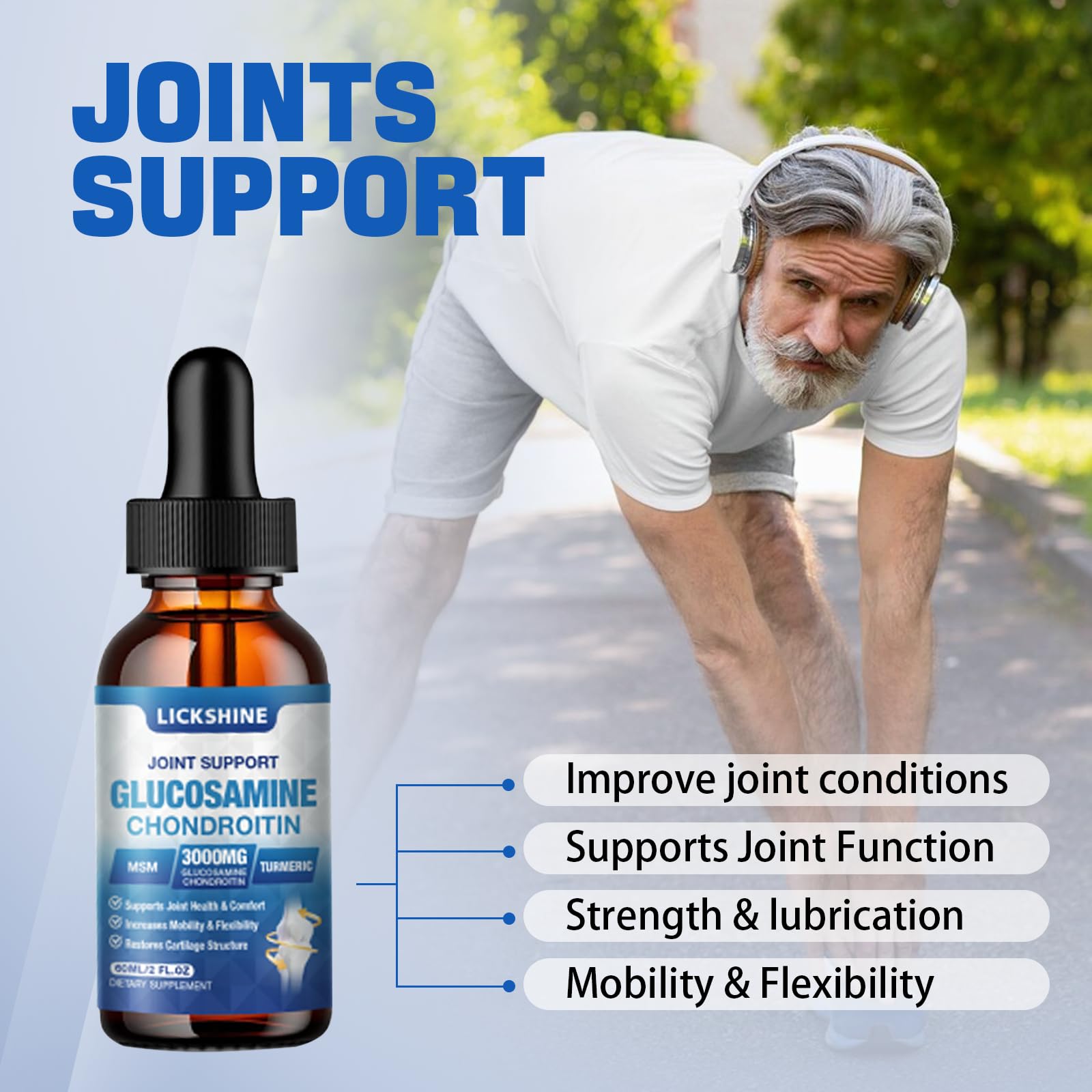 lickshine Glucosamine Chondroitin Liquid Drops bottle top view