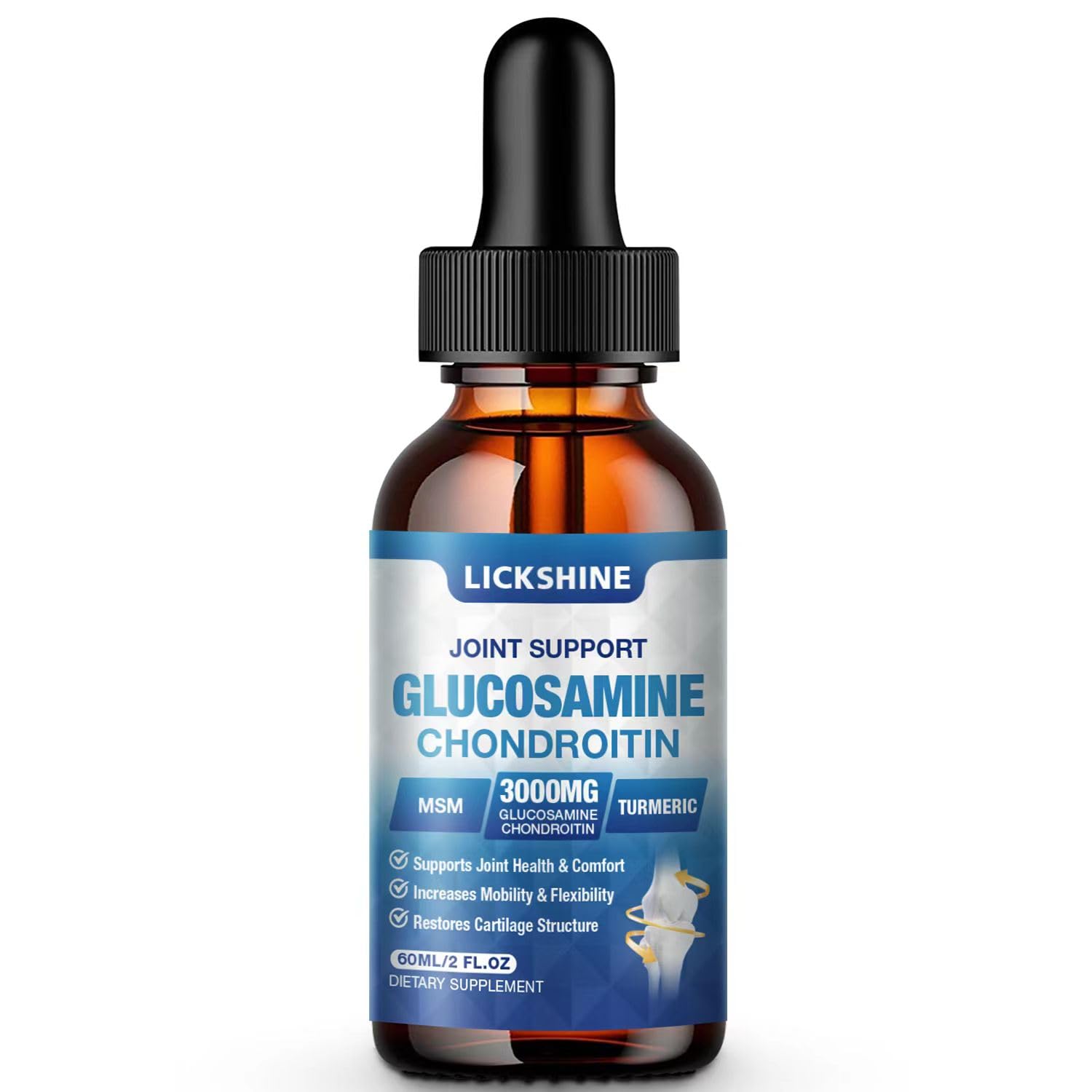 lickshine Glucosamine Chondroitin Liquid Drops front view with packaging