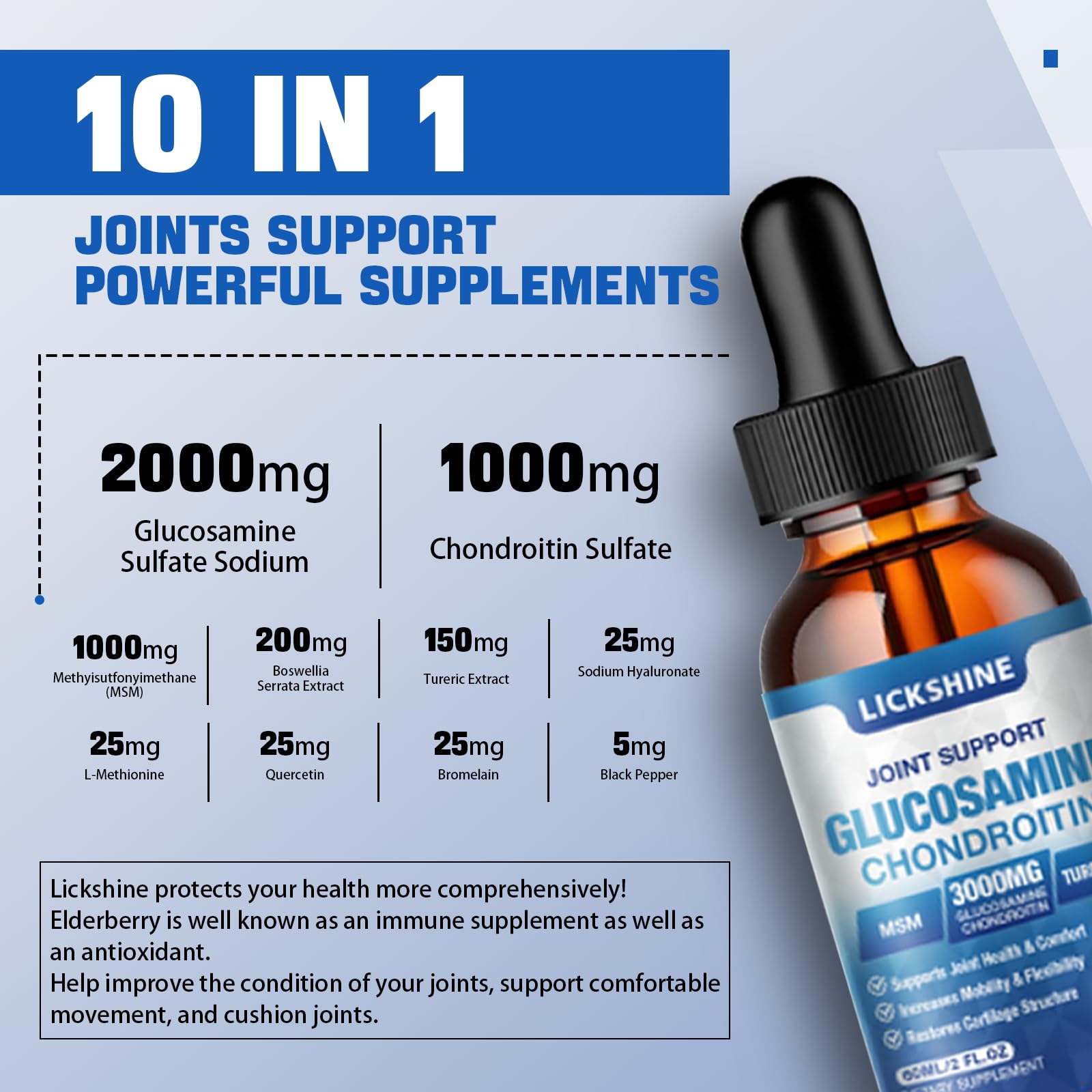 lickshine Glucosamine Chondroitin Liquid Drops ingredients list
