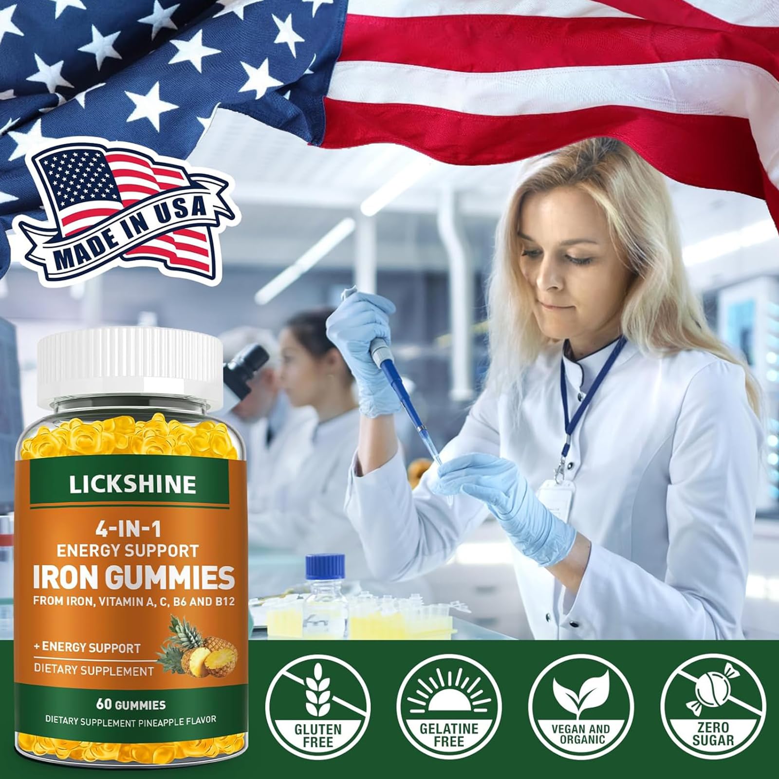 Lickshine Iron Gummies 100mg open bottle