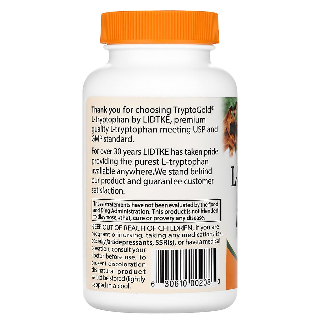 Lidtke L-Tryptophan Capsules 1500 mg side view showing capsule details