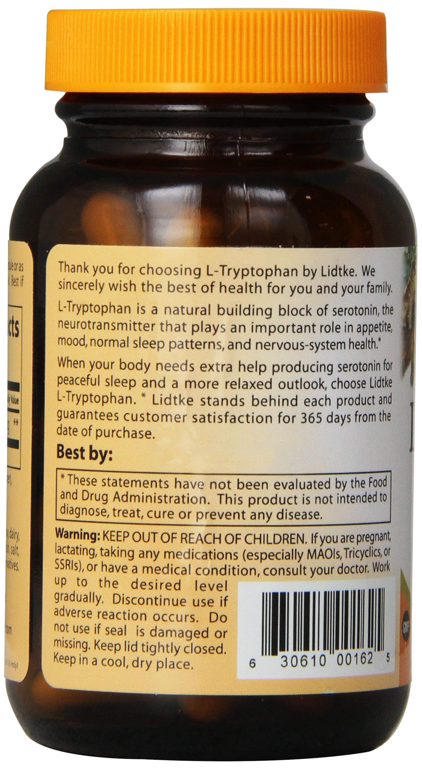 Lidtke L-Tryptophan Capsules 500mg dosage information