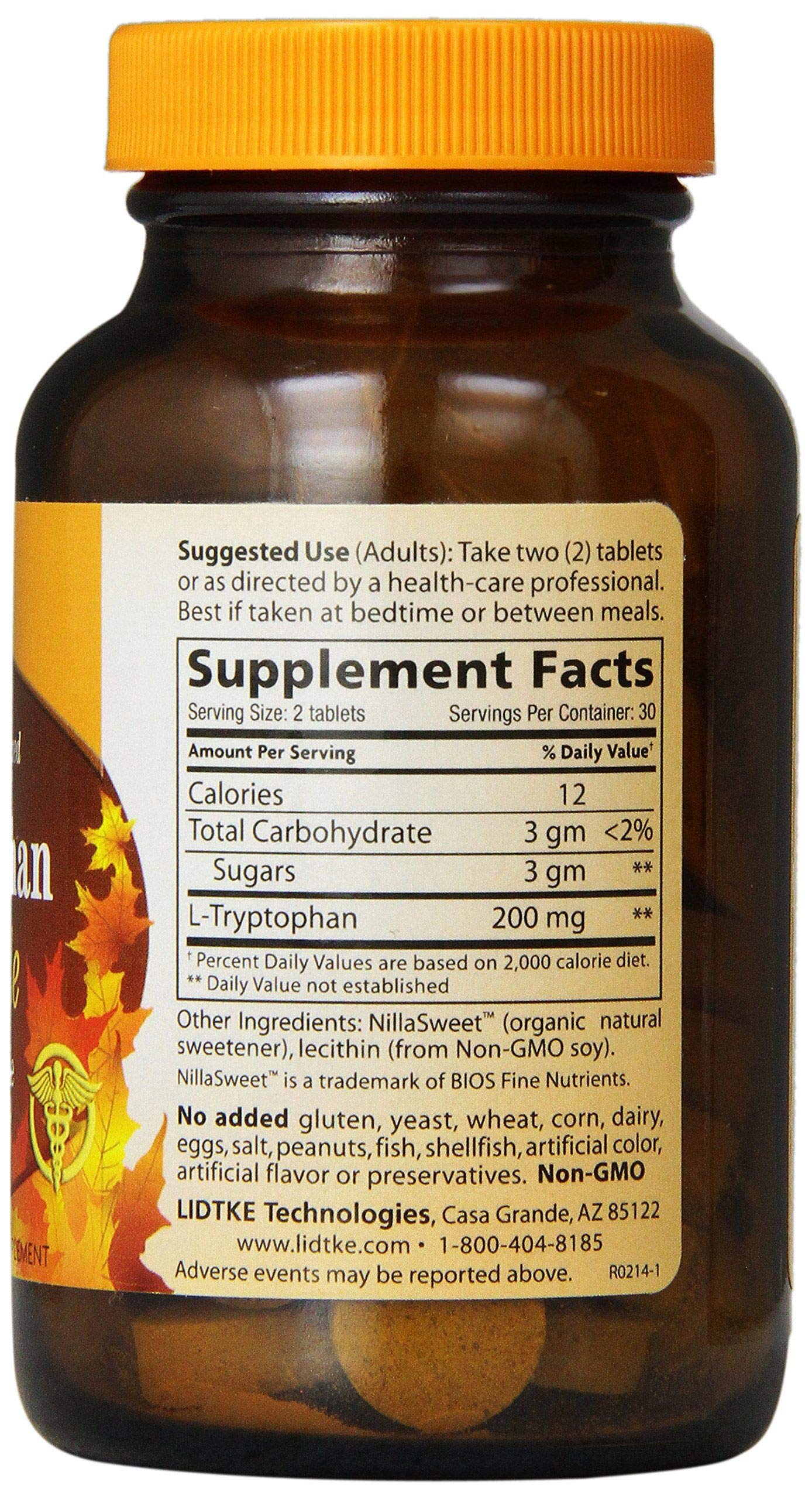 Lidtke L-Tryptophan Chewable Tablets lifestyle scene with a glass of water