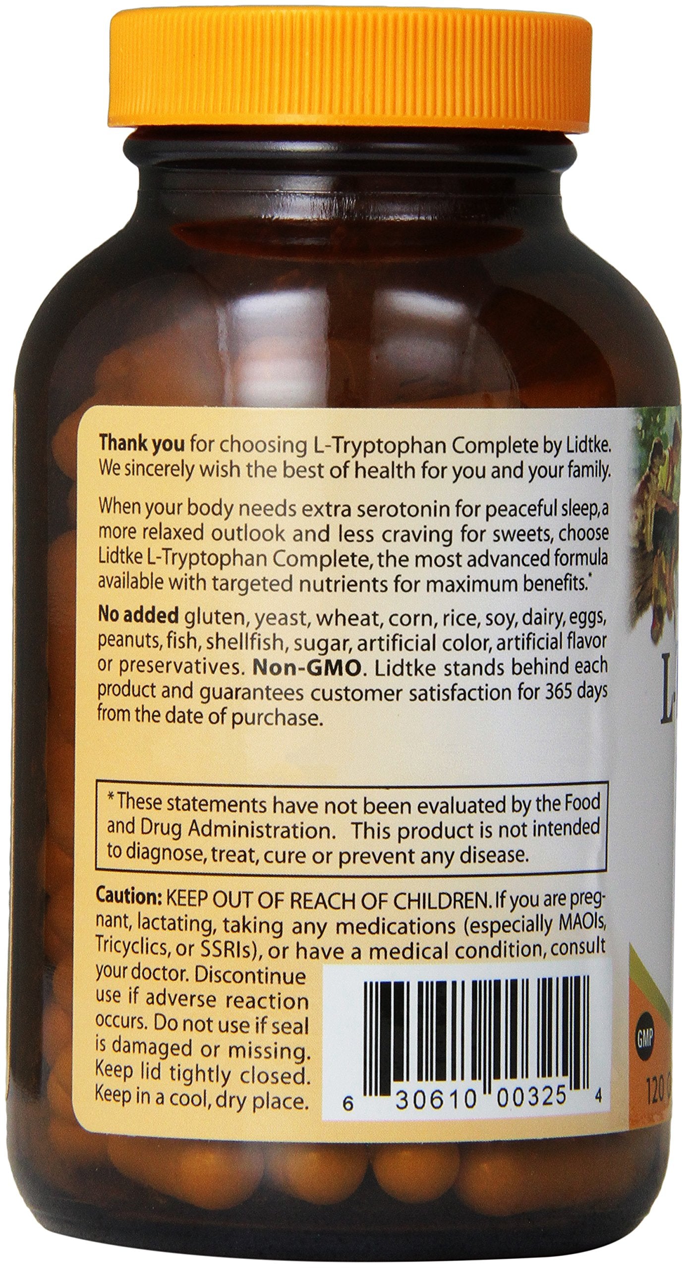 Lidtke L-Tryptophan Complete Capsules side view showing label