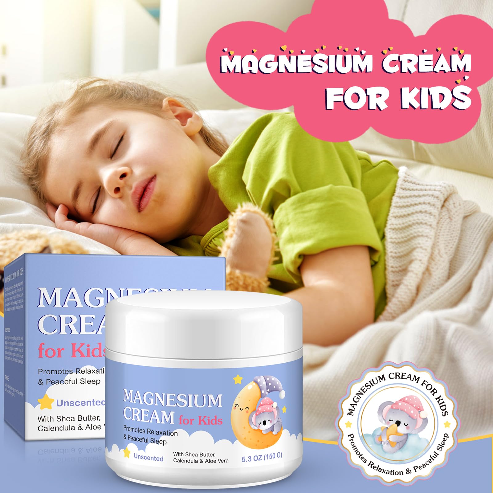 Liefiet Magnesium Cream for Kids 5.3 Fl Oz back view