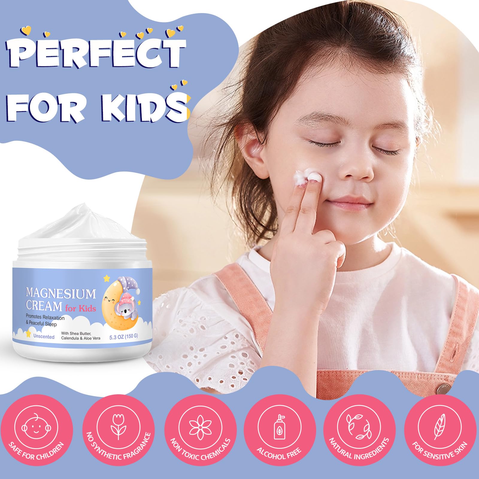 Liefiet Magnesium Cream for Kids 5.3 Fl Oz side view