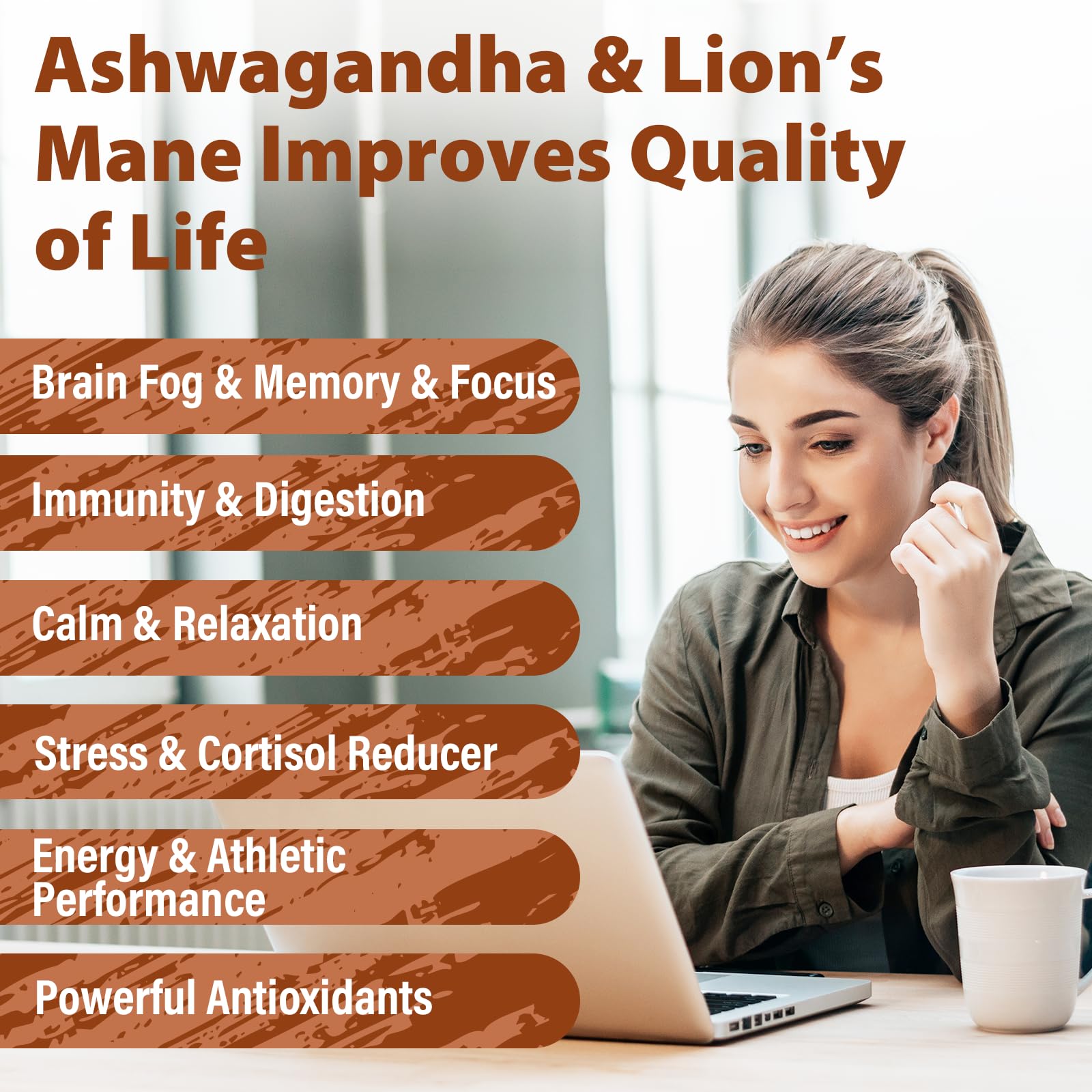 Liekoh Lions Mane and Ashwagandha Supplement Capsules bottle with label
