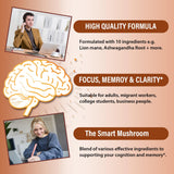 Liekoh Lions Mane and Ashwagandha Supplement Capsules packaging details
