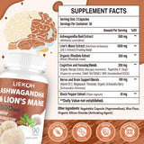 Liekoh Lions Mane and Ashwagandha Supplement Capsules side view