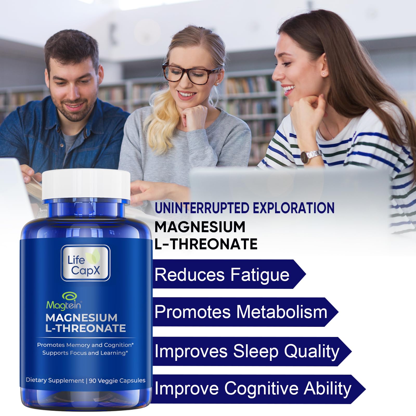 LIFE CAPX Magnesium Threonate Supplement side view
