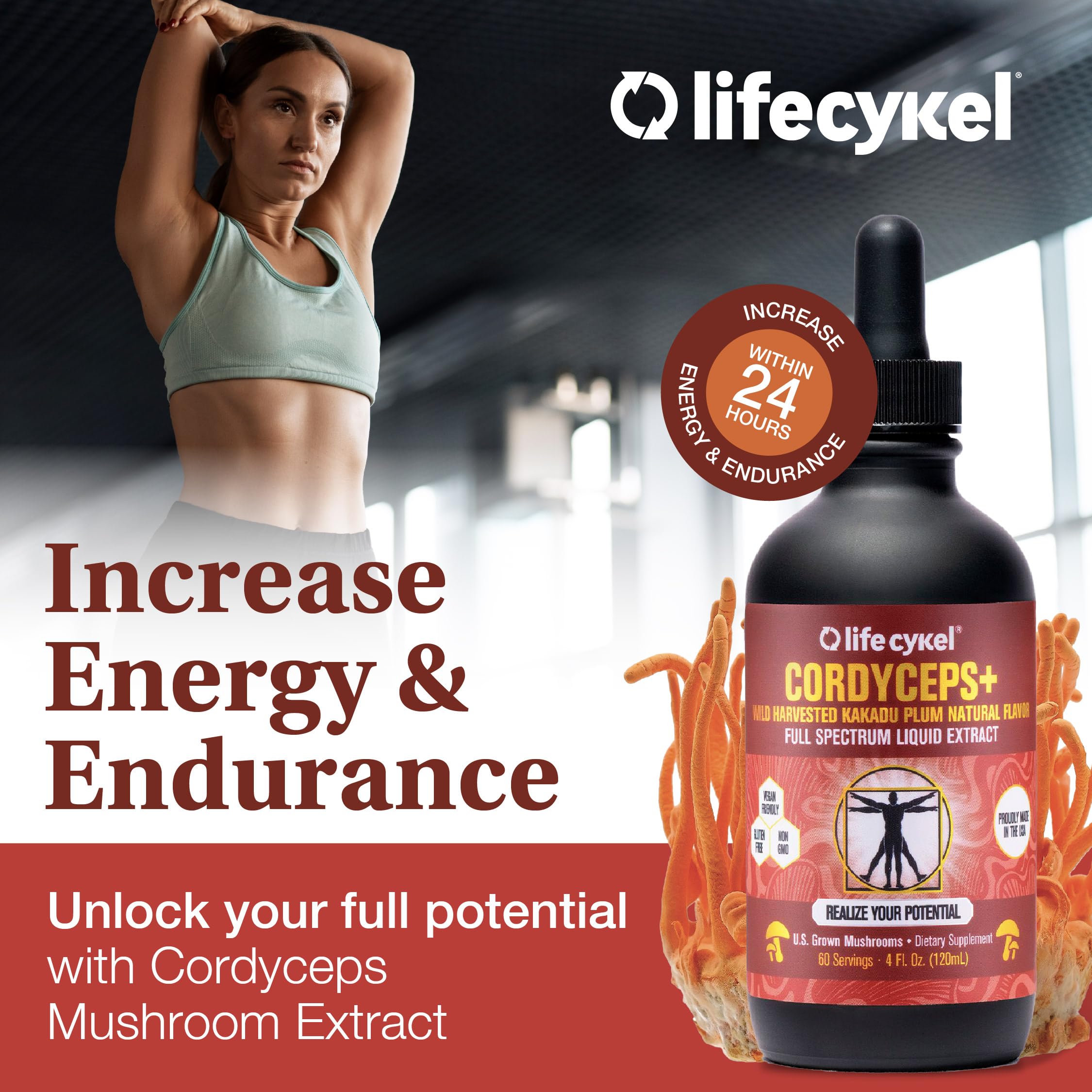 Life Cykel Cordyceps Mushroom Extract 50ml bottle with dropper