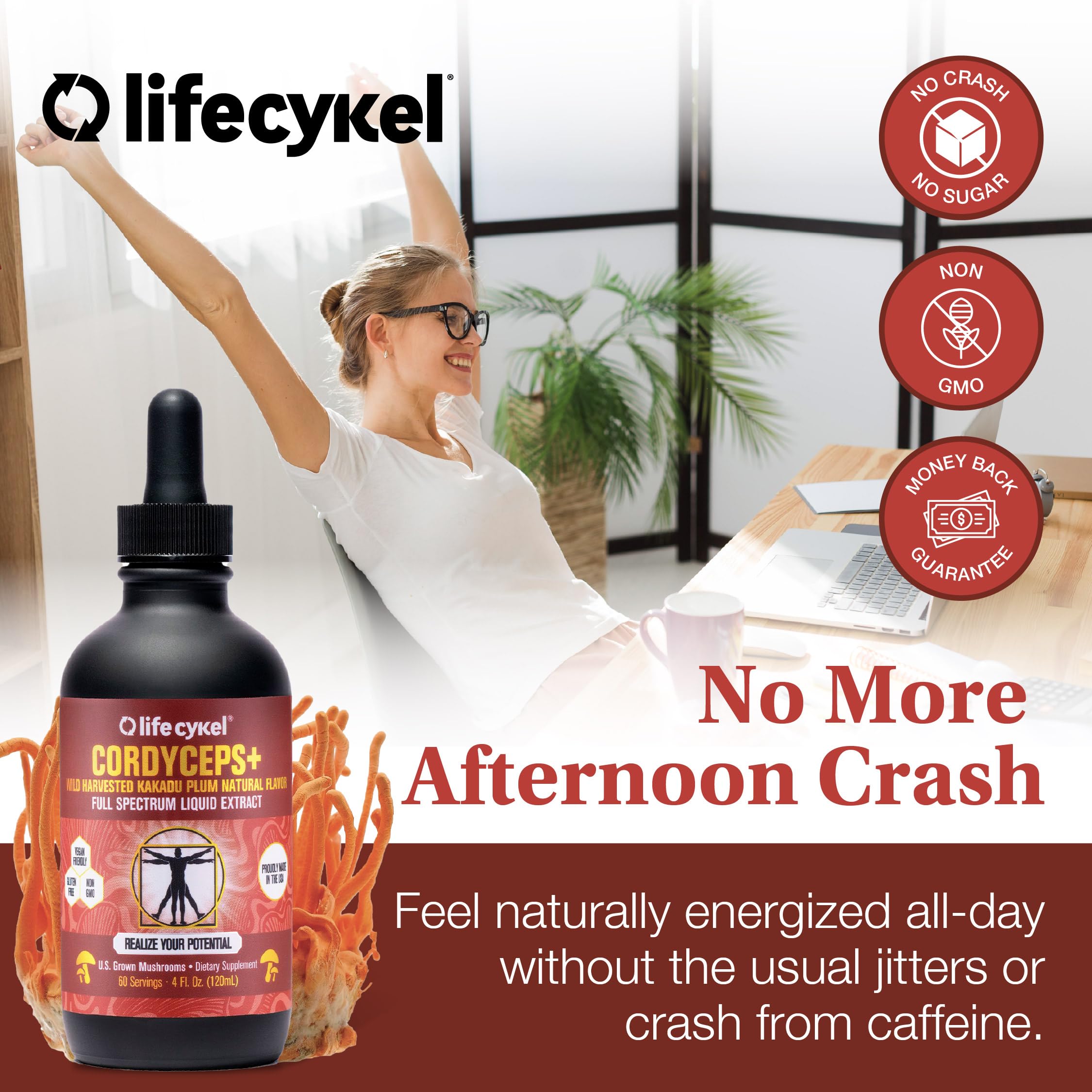 Life Cykel Cordyceps Mushroom Extract 50ml label close-up