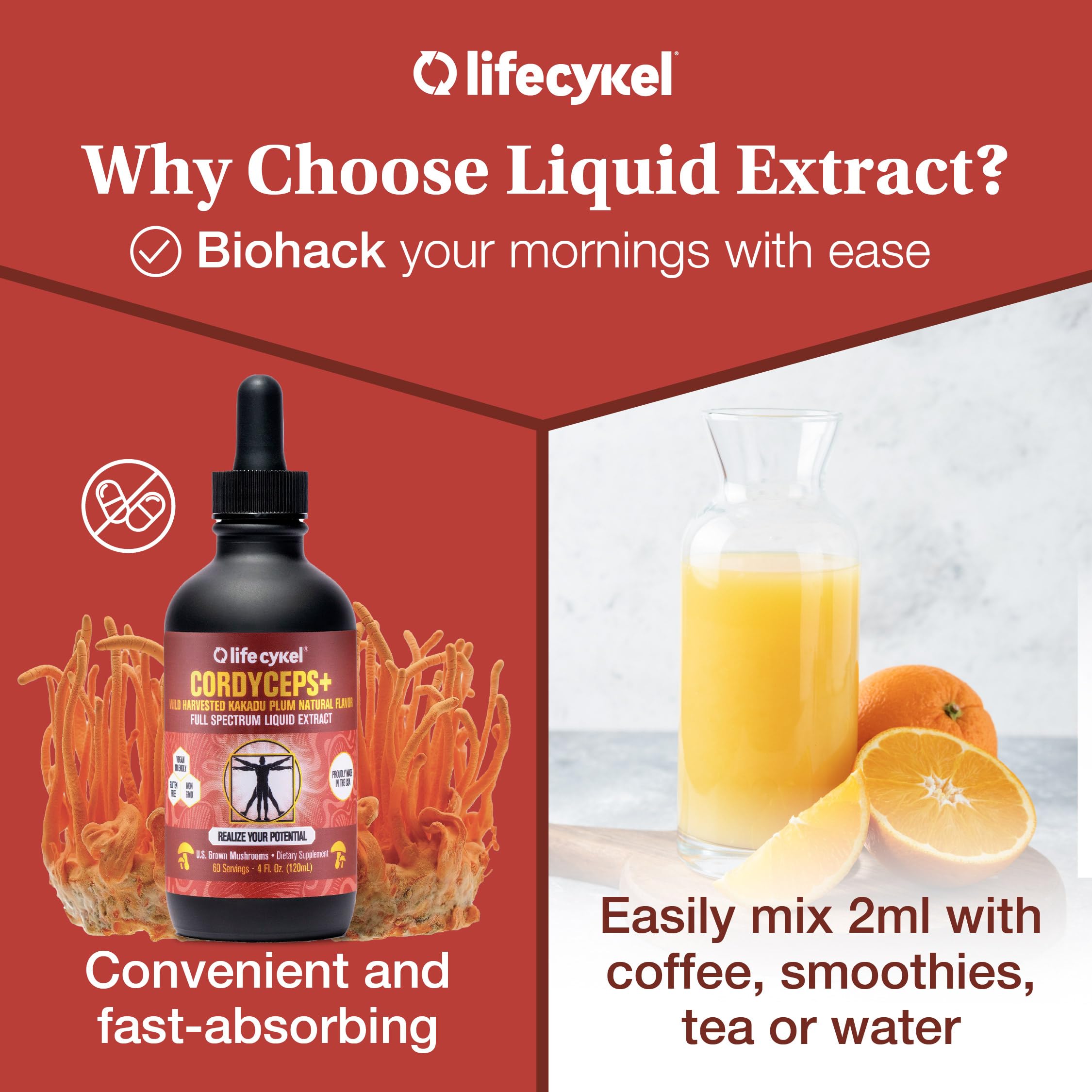 Life Cykel Cordyceps Mushroom Extract 50ml packaging