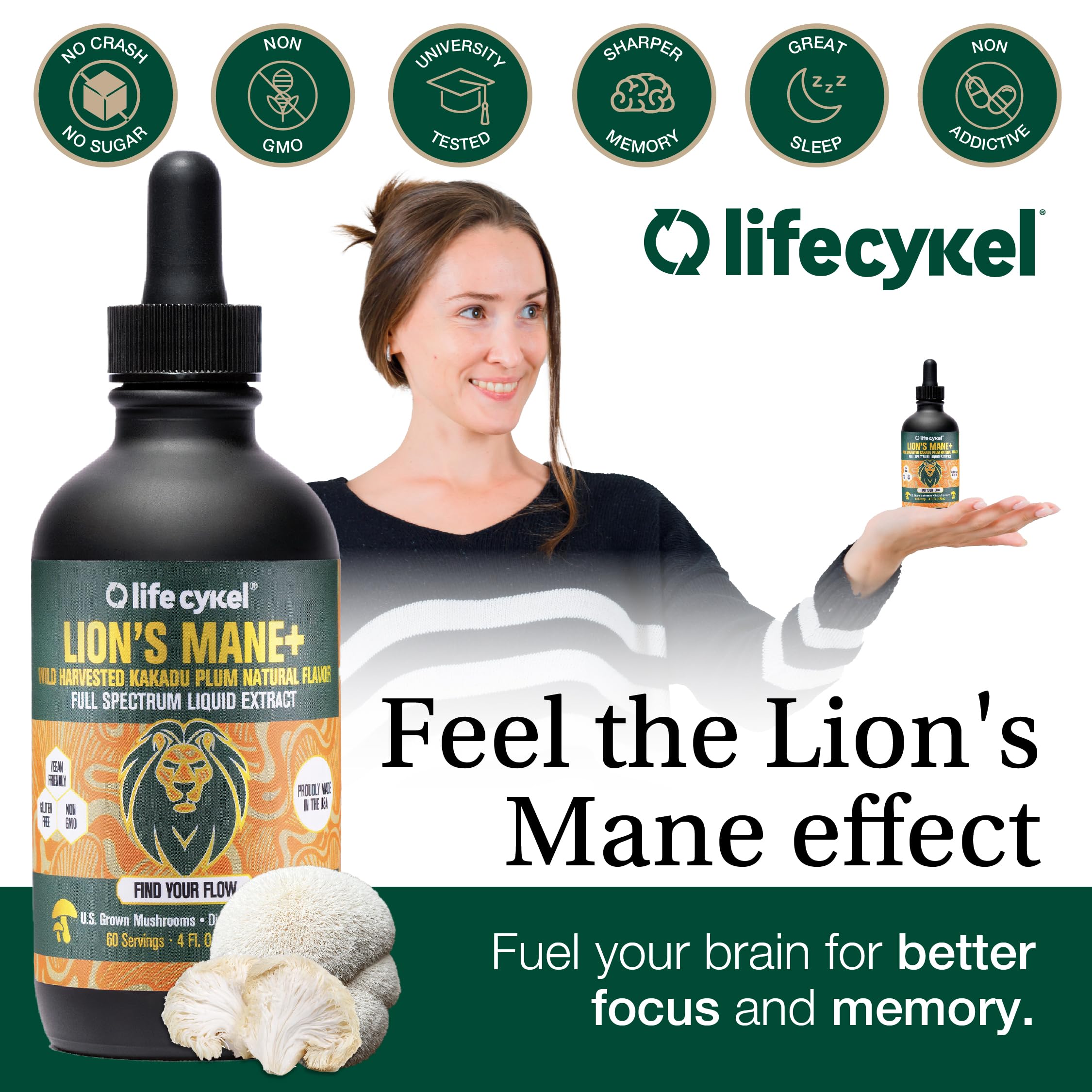 Life Cykel Lion's Mane Mushroom Drops 50ml side view