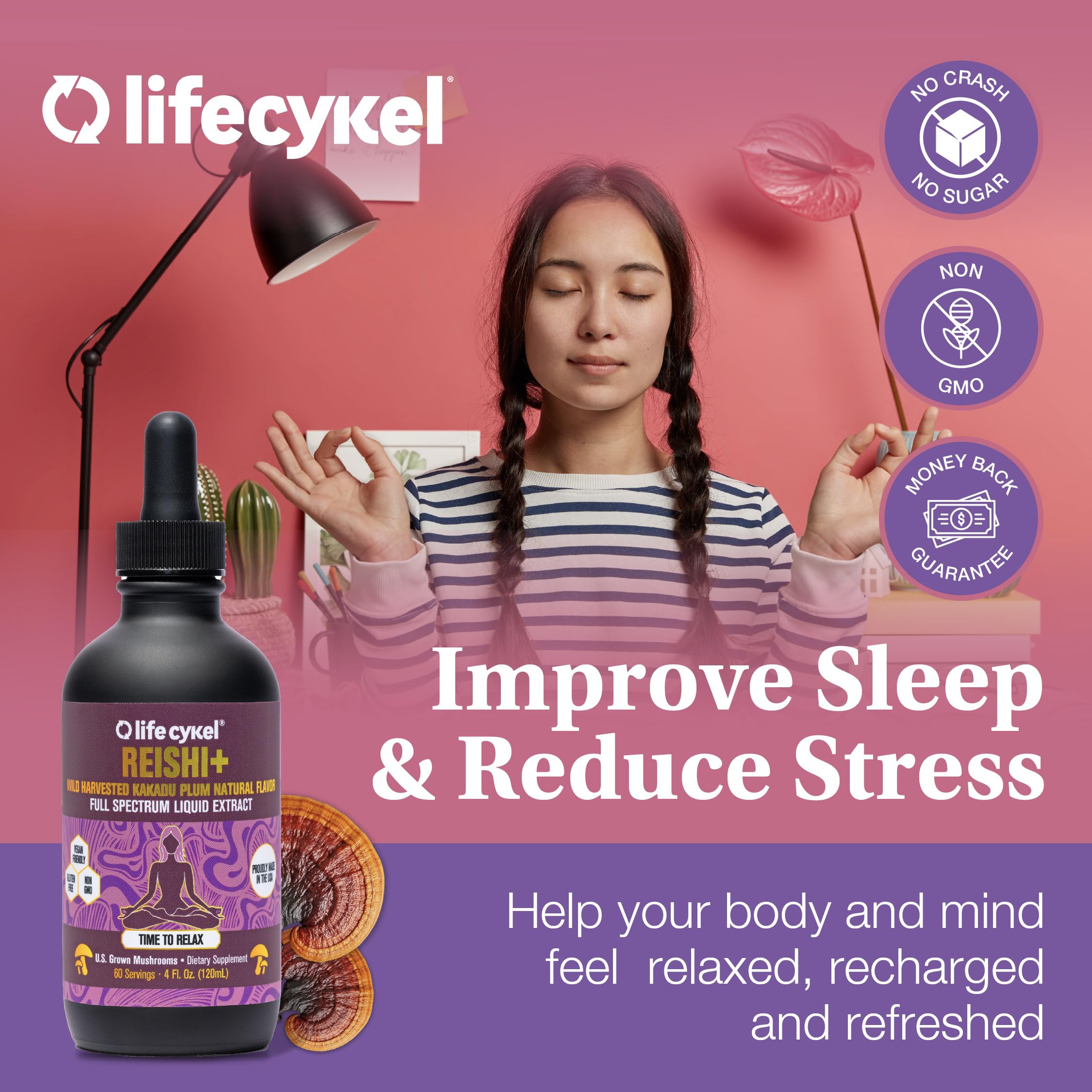Life Cykel Reishi Mushroom Tincture dropper close-up