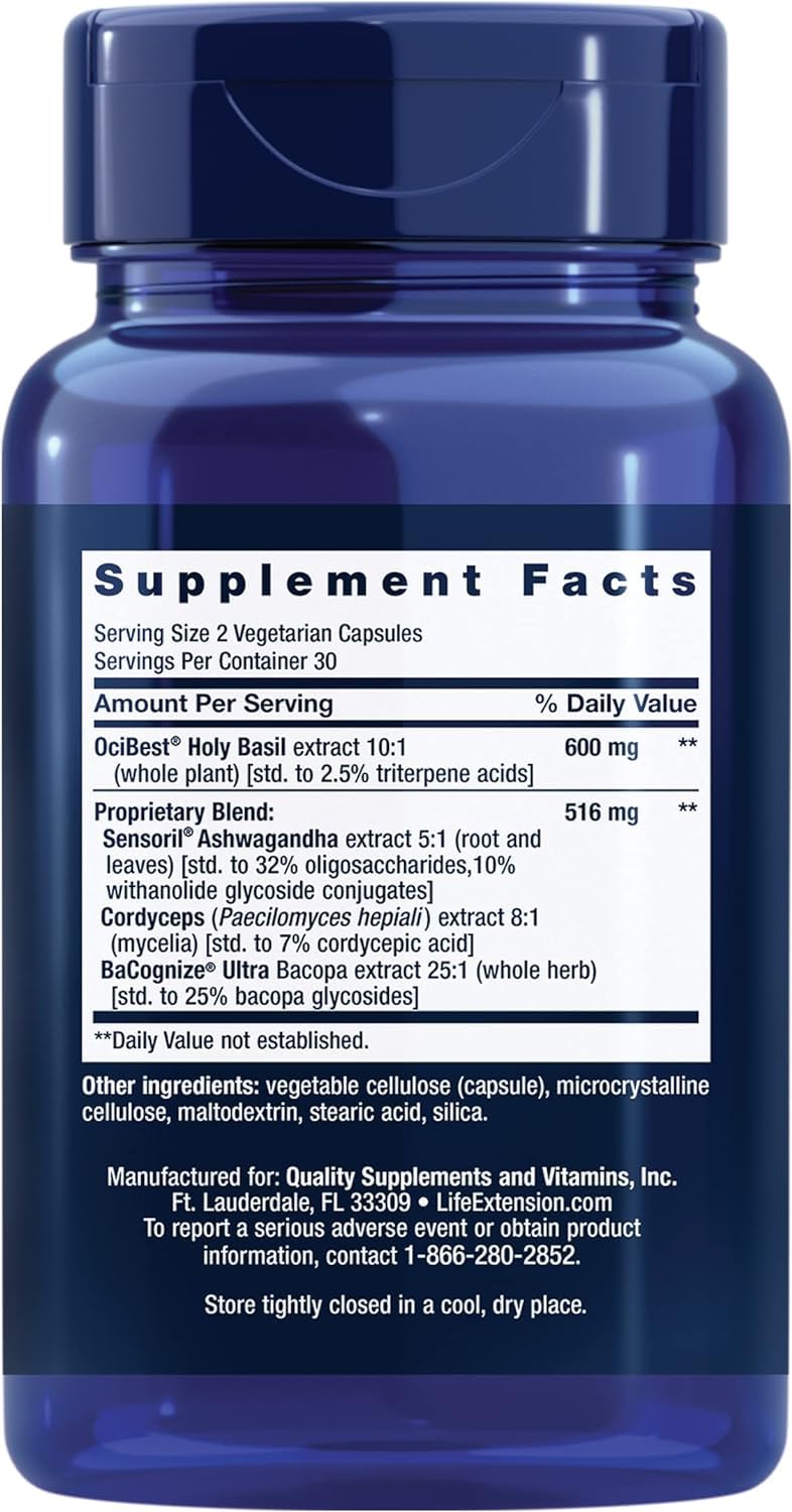 Life Extension Adrenal Energy Formula bottle side view