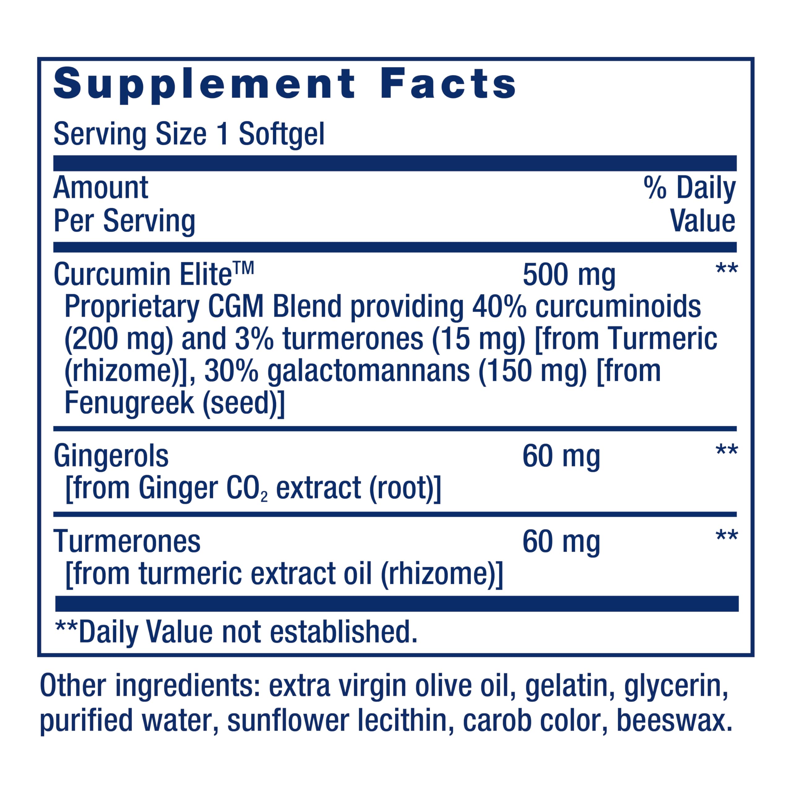 Life Extension Advanced Curcumin Elite Turmeric Extract 500mg softgel side view