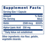 Life Extension Alpha Lipoic Acid 250mg with Biotin 60 Capsules back view
