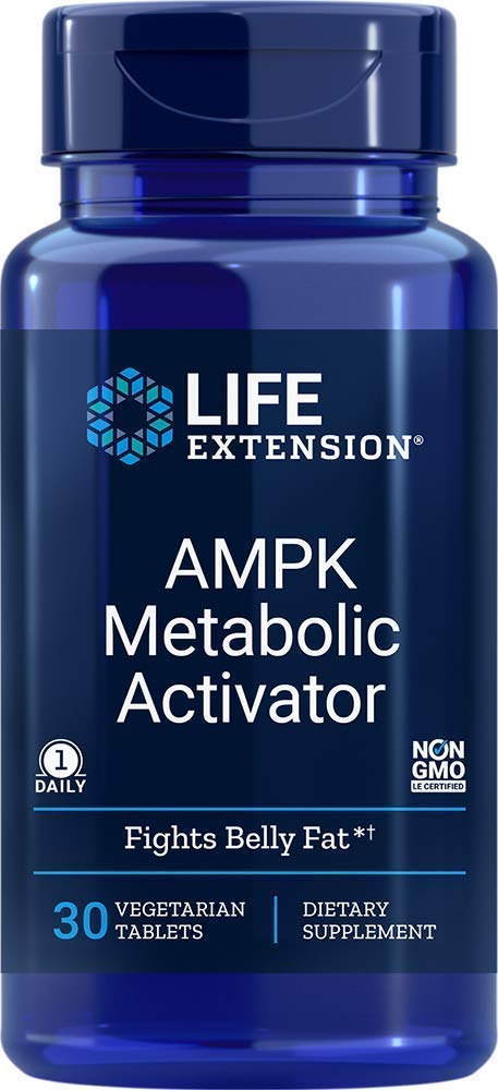 Life Extension AMPK a balanced routine Activator 2 Pack front view with capsules