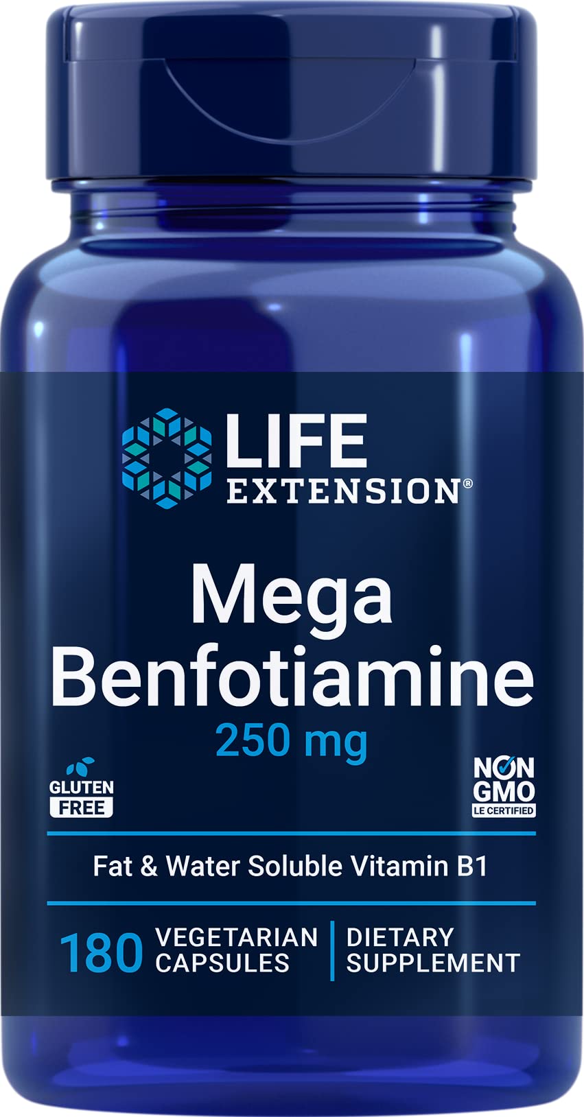 Life Extension Benfotiamine 180 Vegetarian Capsules front view