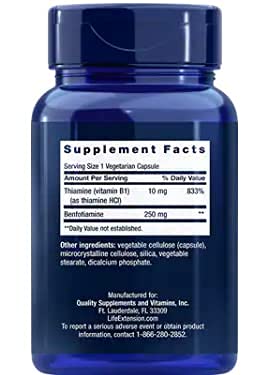 Life Extension Benfotiamine 240g side view of capsule