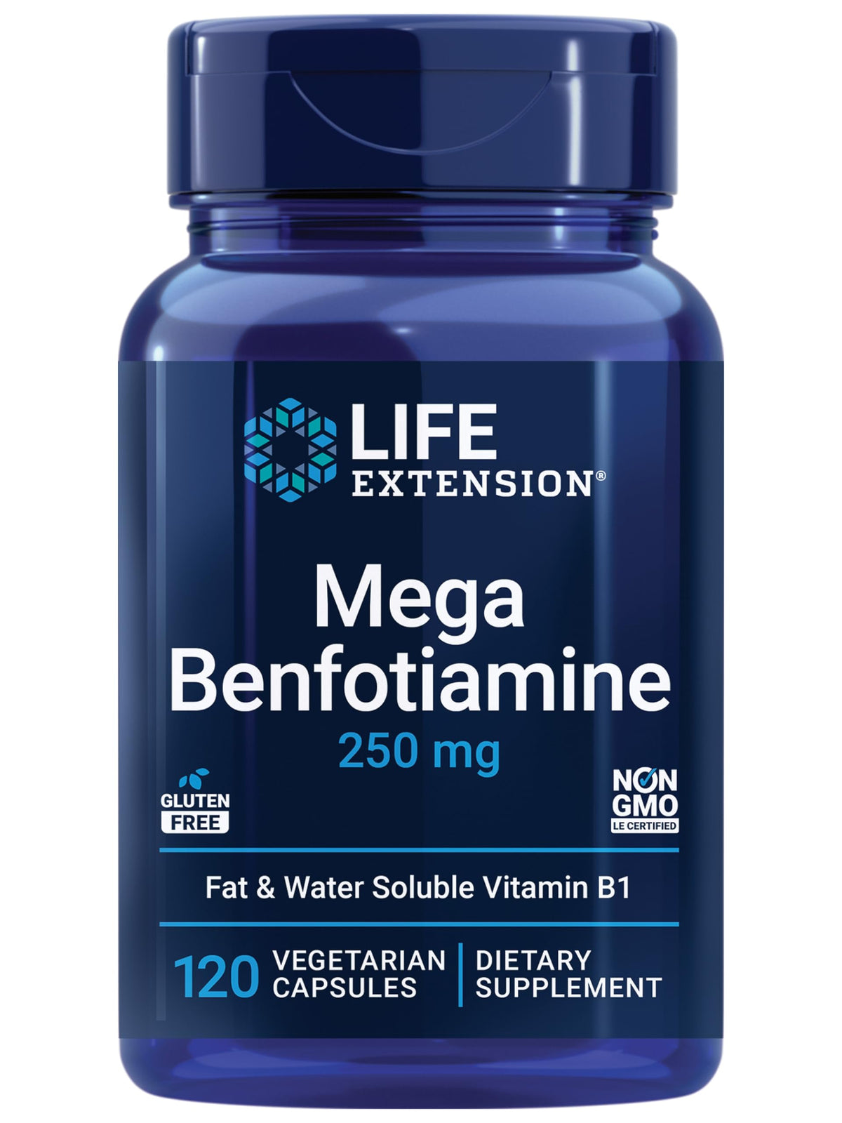 Life Extension Benfotiamine B1 Supplement 250mg front view