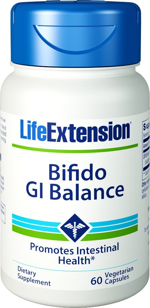 Life Extension Bifido GI Balance Supplement back view with nutritional information