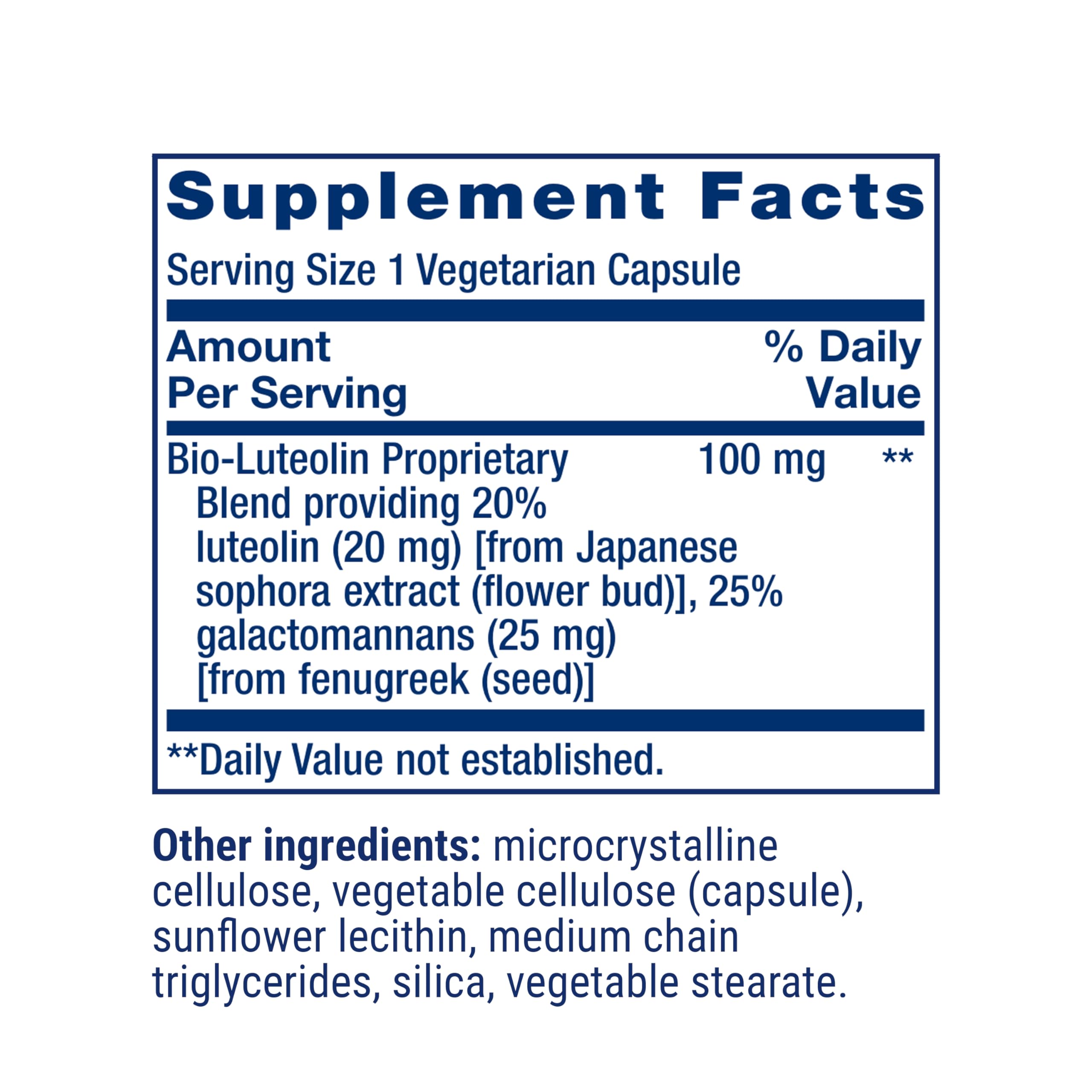Life Extension Bio-Luteolin capsule showing size and shape