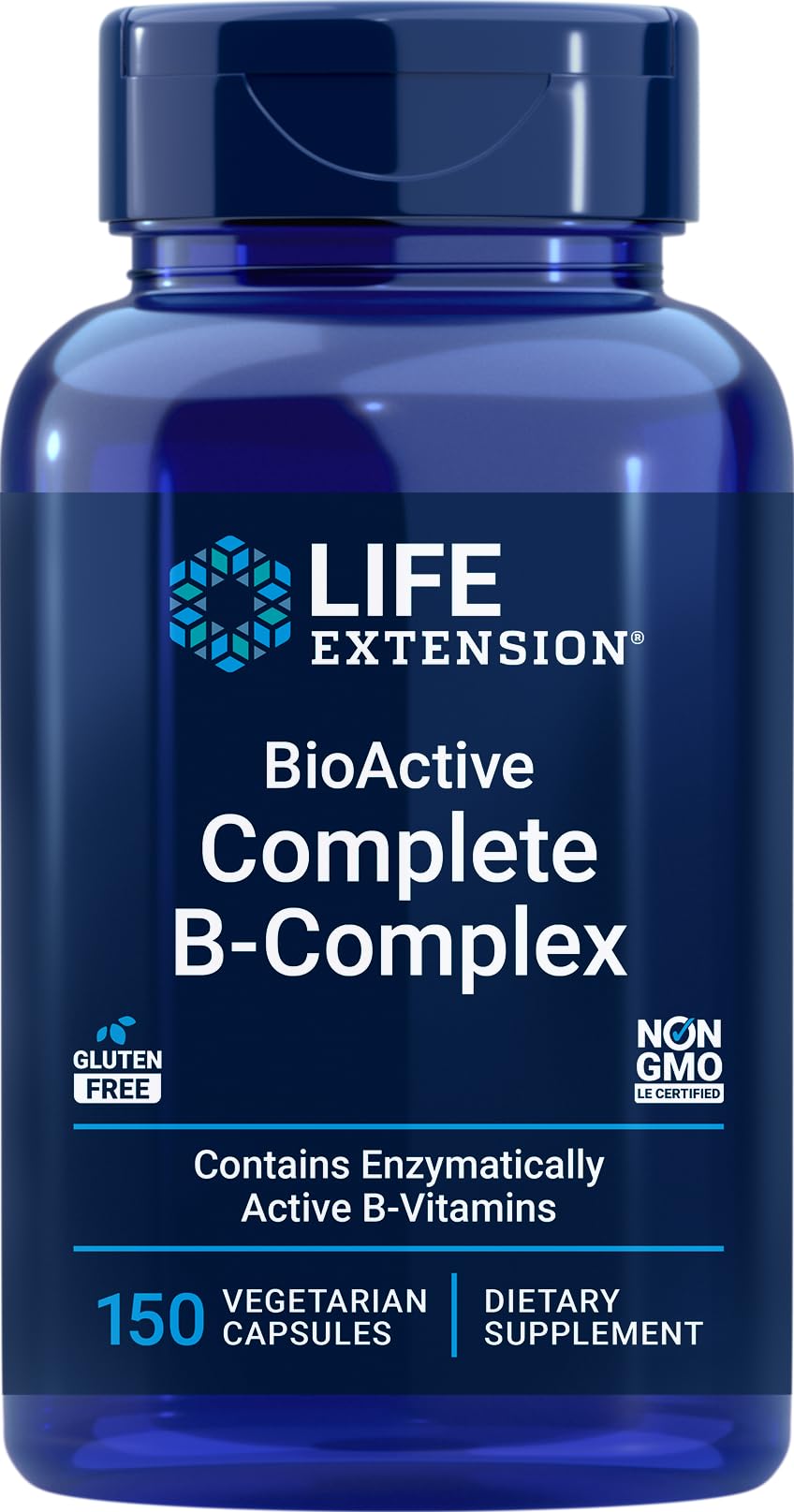Life Extension BioActive Complete B-Complex front view with packaging
