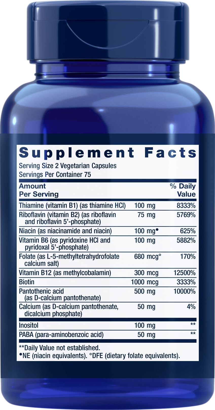 Life Extension BioActive Complete B-Complex packaging with 150 vegetarian capsules