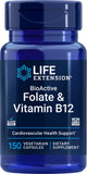 Life Extension BioActive Folate & Vitamin B12 150 vegetarian capsules front view
