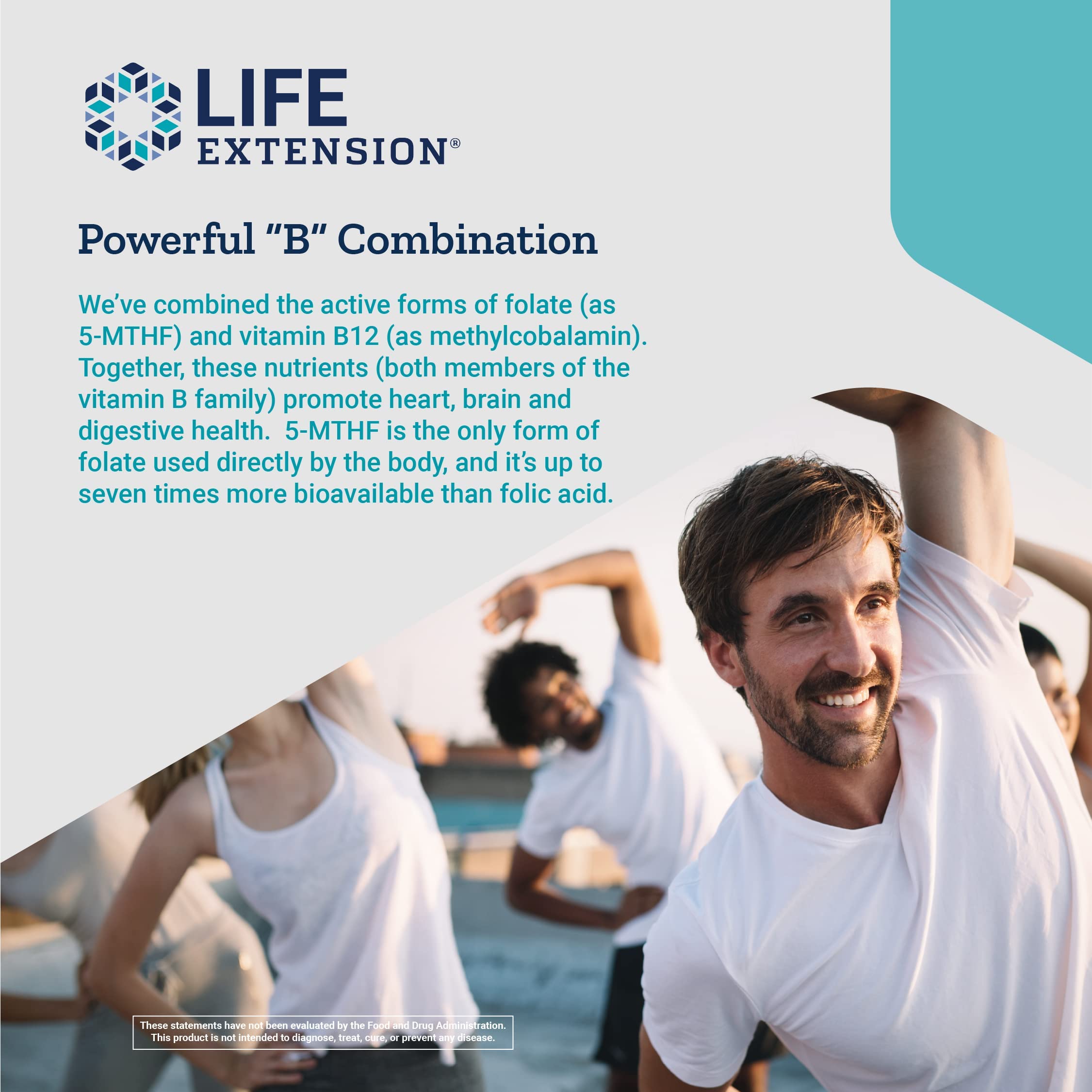 Life Extension BioActive Folate & Vitamin B12 ingredients list on packaging