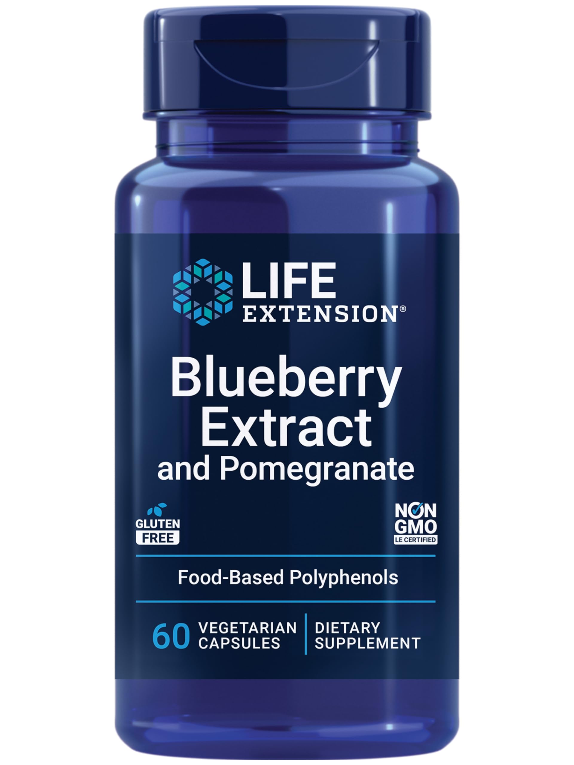 Life Extension Blueberry Extract and Pomegranate 60 Capsules front view